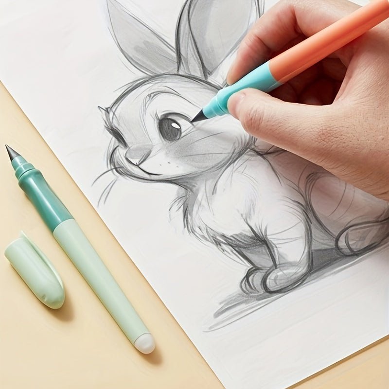 No-Sharpening Pencils with Built-In Eraser - Self-Contained Writing & Drawing Pencils Suitable for, Office, - Lightweight Plastic Graphite Pencils for Students, No Sharpeners Needed