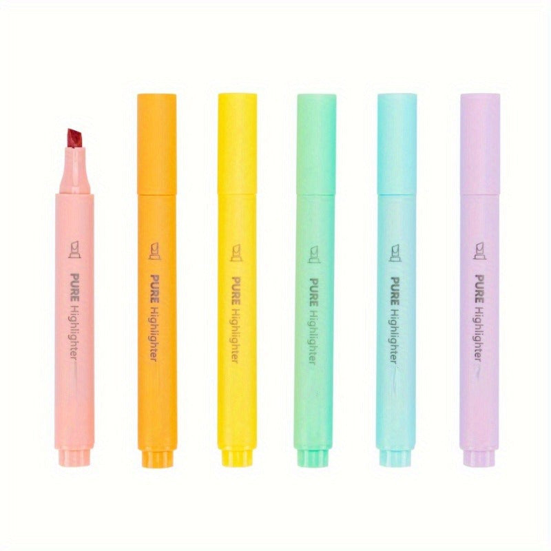 6pcs\u002FSet Pastel Color Macaron Highlighter Pen Marker Pens Fluorescent Pen Drawing Highlighters Stationery School Supplies