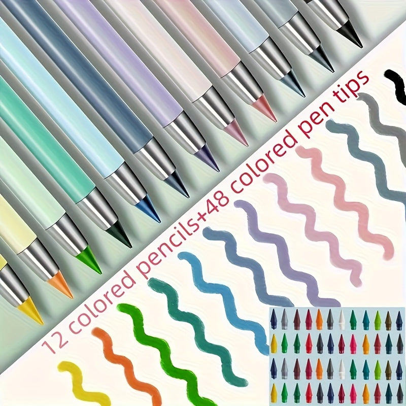 The 60 Macaron Eternal Pencil Set Is Not Easy to Break, and There Is No Need to Sharpen the Pencil Tip. It Is Perfect for Sketching, Painting, and School Supplies