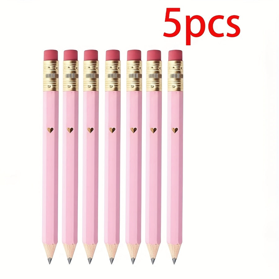 5pcs, 10pcs, 20pcs, Pink Mini Pencils with Erasers, Office, Gifts, Wedding, Back to School