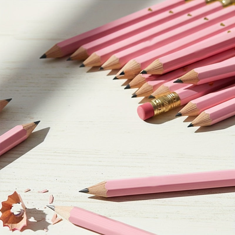 5pcs, 10pcs, 20pcs, Pink Mini Pencils with Erasers, Office, Gifts, Wedding, Back to School