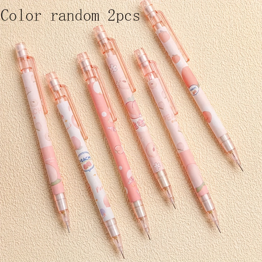 's Heart Peach Limited Edition Automatic Pencil, Full Auto Sharpening 0.5mm with Eraser Included Randomly 2pcs